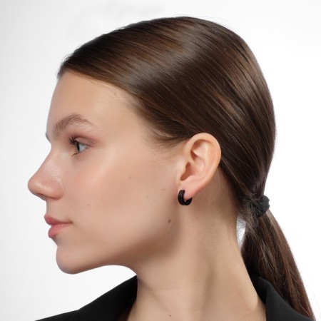 Road earrings "Neo", d = 1.4 cm, black color-3