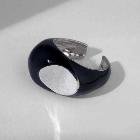 Ring "Fluid" oval, black color in silver, dimensionless-3