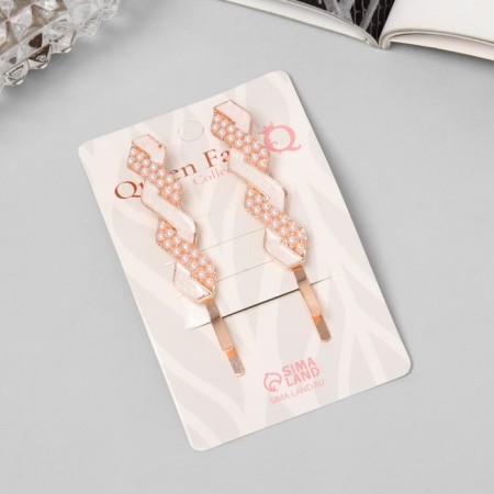 Invisibility for hair "Kalie" (set 2 pcs) grace, 6 cm, pink gold-2