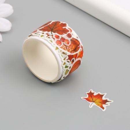 Stick Paper "Autumn Forest and its inhabitants" d = 2 cm 100 pcs in a roll 3.5x2.5 cm-3