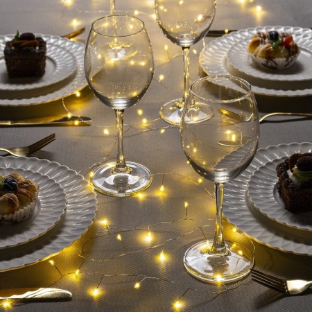 Garland "tinsel" 5 m Rosa, IP20, silver thread, 100 LED, glow warm white, 12 V