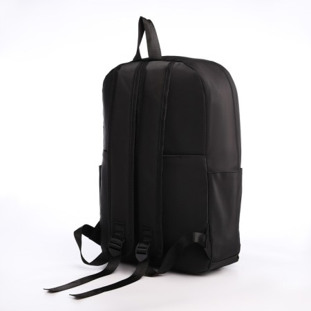 Youth backpack from textiles on a zipper, waterproof, 4 pockets, black color-3