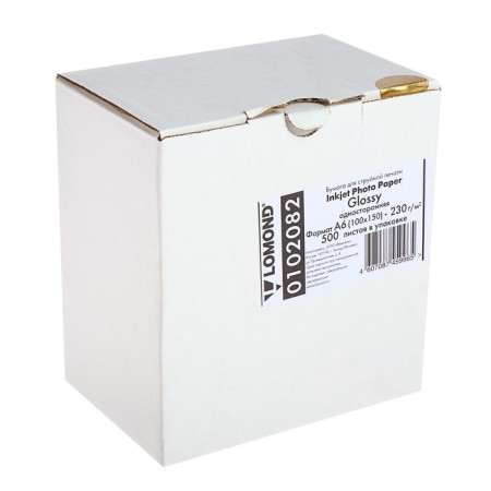 Photo paper for jet print A6 (100 x 150 mm), 500 sheets Lomond, 230 g/m2, one -sided, glossy