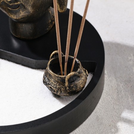 Garden of Stones with a stand for incense "Silence", 17.5x17.5x17.5cm, concrete-3