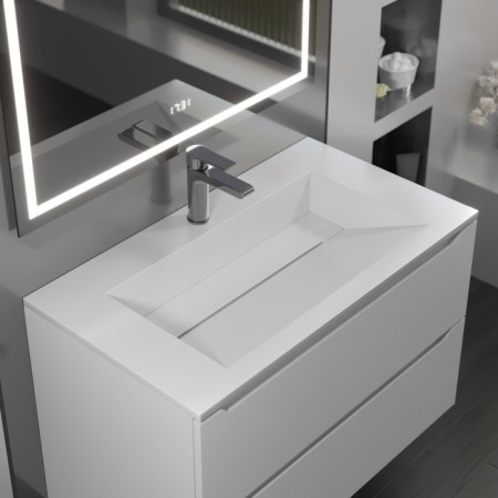 Sink uperwood Next 80 cm, half -around, rectangular, white-3