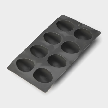 Silicone form for baking “Eggs”, 27.5 × 16.5 × 3 cm, 8 cells, 6.3 × 4.4 cm, gray color-2