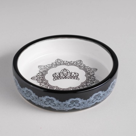 Ceramic bowl with an ornament 200 ml 12 x 3 cm, beige-black-1