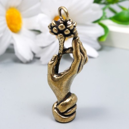 Souvenir brass "Hand with lotus" 4.5x1.5 cm-3