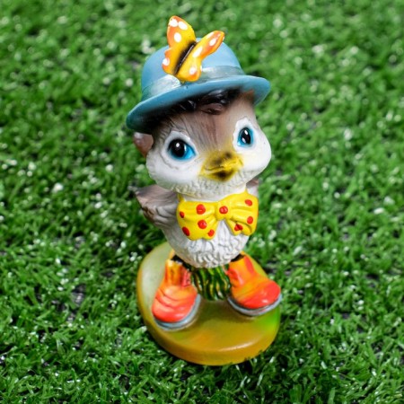 Garden figure "Sparrow with a butterfly" 3.5x6x9.5cm-3