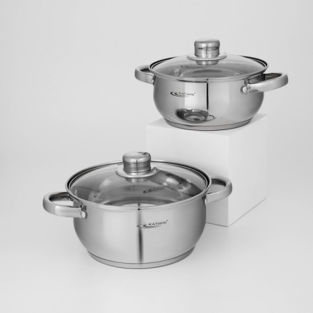 Set of pots "Grett", 2 subjects: 2.2 l; 3.2 l, capsule bottom