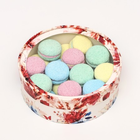 Box for Makarun tube with the window "Flowers", red-blue, 20 x 6 cm-1