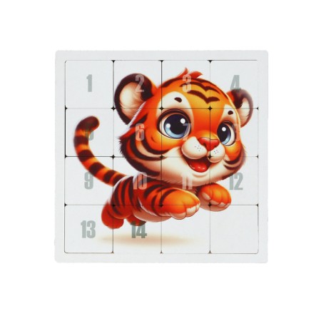 Puzzle "Fifteen. Tigerok", Logical Board Game, 22x22 cm-1