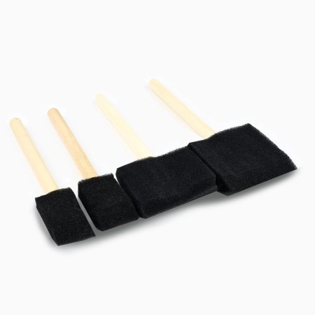 Brush for drawing sponge set 4 pcs. "Create" flat, wooden pen-2