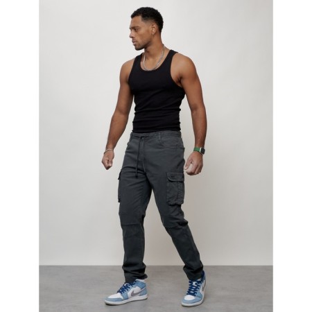Cargo jeans men, size 46-48, dark gray color-1