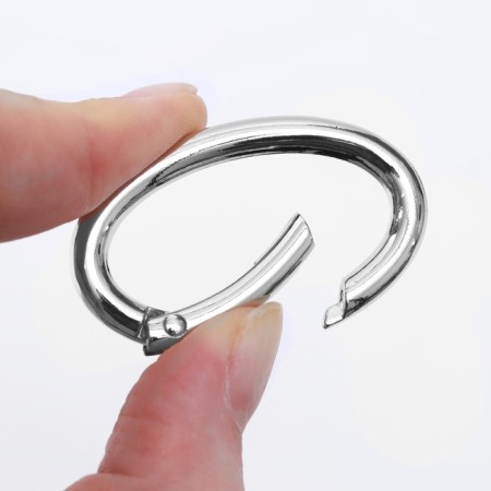 Oval-karabin, 4.8 × 2.9 cm / 38 × 5 mm, 5 pcs, silver color-2