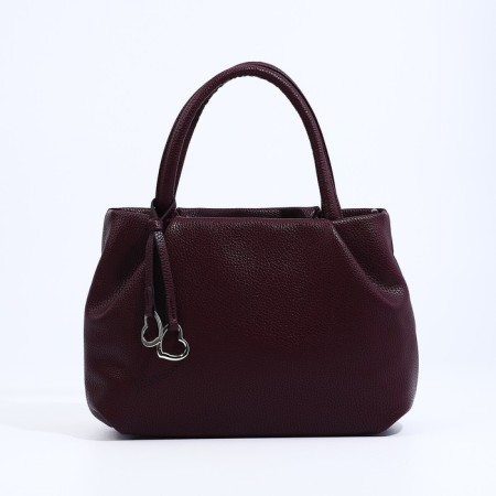 Richet bag with a zipper, external pocket, long belt, burgundy color