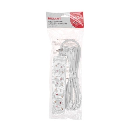 Extension cord Standard 4 nests, 3m, 3x1.0mm², s/h, white rexant-4