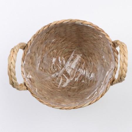 Kashpo wicker "Kenya" round with handles, 17.5x17.5x16 cm, natural-5