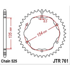 The rear driven steel star JTR761, chain 525, 39 teeth