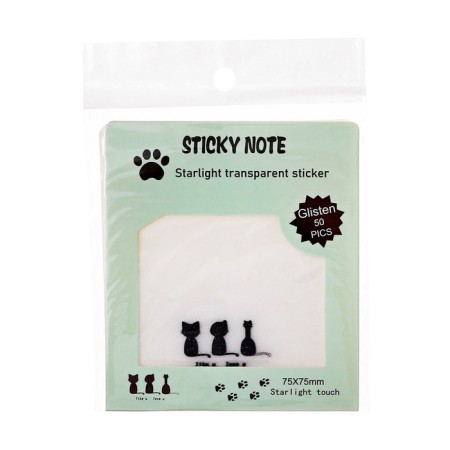 Block with a sticky edge of 75mm x 75mm 50l plastic transparent with cat sparkles-4