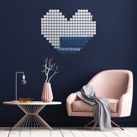 Interior stickers "hearts", mirror, decor on the wall, 261 email, size EL 2 x 2 cm