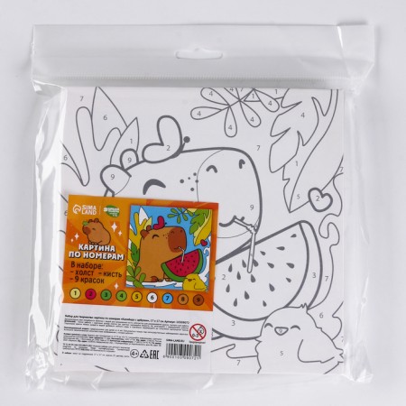 Picture on numbers for children "Capibar with watermelon", 17x17 cm-4