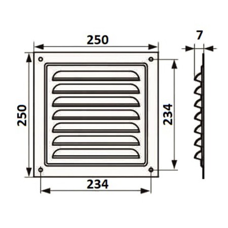 Ventilation grate Zein Lux RM2525KR, 250 x 250 mm, with a grid, metal, brown-6