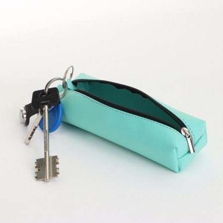 Key of zipper, length 16 cm, ring, carbine, turquoise color-3