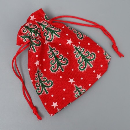 Bag Gift canvas "New Year's spruce", 10 x 12 cm +/- 1.5 cm, New Year-4