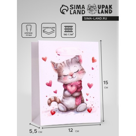 Gift vertical "Heart cat", s 12 × 15 × 5.5 cm