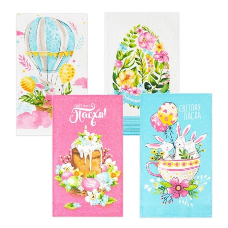 Set of towels kitchen shares "Easter fun" 35x60cm-4pcs, 100% cotton-1