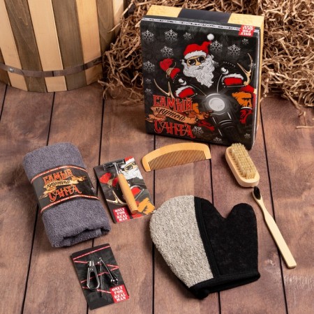Gift set "New Year: Cool Santa" towel and accessories-1