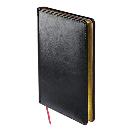 Diary of a low -end A5+, 136 sheets of Sidney Nebraska, solid cover, artificial leather, gold cut, black-1