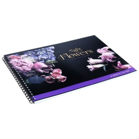 Album for drawing A4, 40 sheets on the crest Night Flowers, Cardboard Cover, Foil embossing, Offset block 100 g/m2, mix-6
