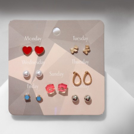 Earrings set 7 pairs "Week" Spring, color-1
