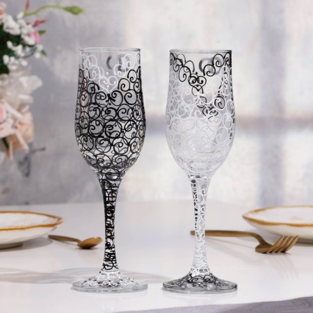 Set of wedding glasses "luxury", black - white-1