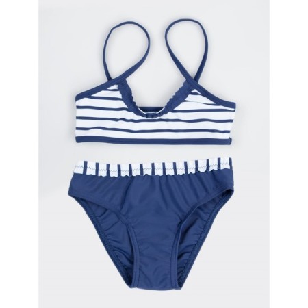 Bathing suit for girls, height 110-116 cm, blue, white color-1