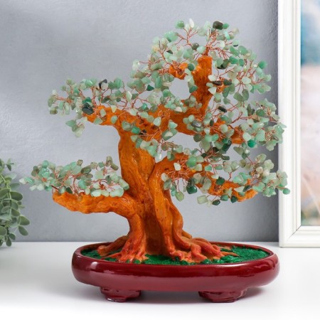 Bonsai souvenir "Cash tree with green pebbles" 450 stones 32x17x27 cm