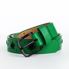 Building belt, width 2.2 cm, eyelets, buckle metal, green color