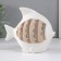 Ceramics candlestick for 1 candle "fish with patterns" white 15.7x8.8x14.3 cm