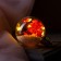 Christmas ball "red petals", batteries, 5 LED, glow warm white