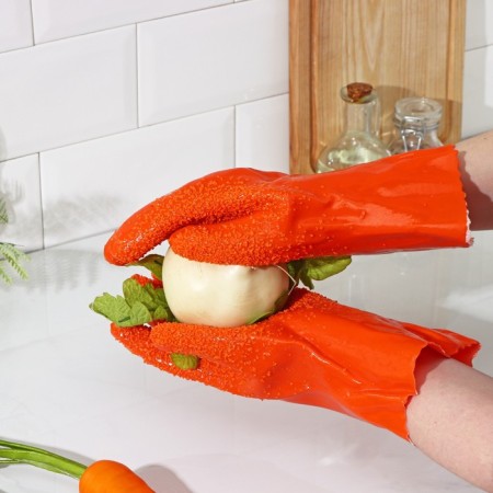 Rubber gloves for cleaning vegetables, fish, one size size-2