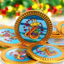 New Year. Chocolate figure medal 