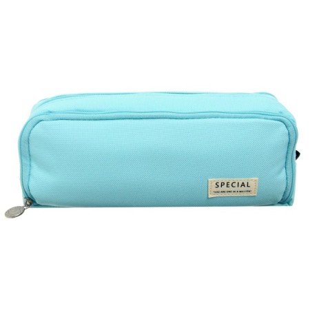 School pencil case on a zipper 3-section, blue-2