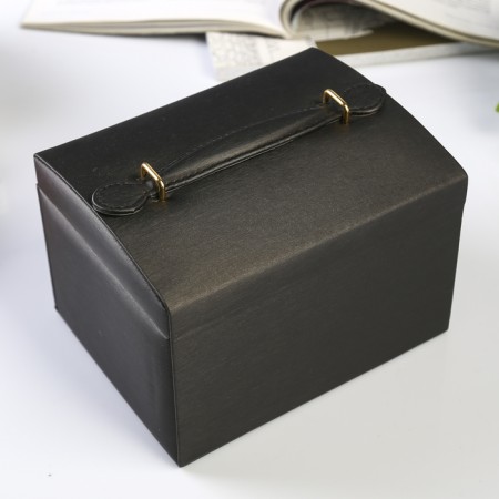 Casket to the leatherette for jewelry "Matte Black" 12.3x17.3x13.7 cm-5