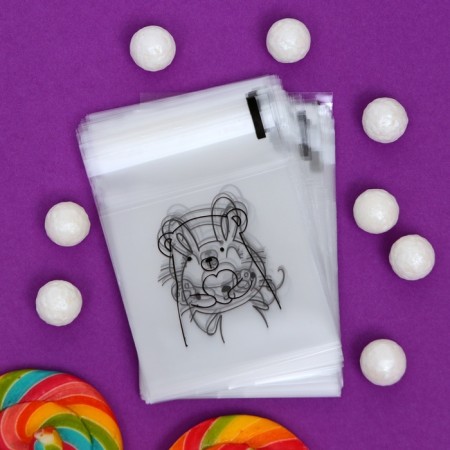 BOPP package with sticky tape, "lovely animals", 7*7+3cm-1