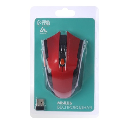 Luazon MB-2.6 mouse, wireless, optical, 1600 dpi, 2XAAA (not in the set), USB, black and red-5