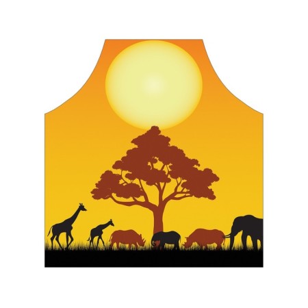 Apron of a kitchen with a photo print "African animals by a tree", adjustable, size OS-2