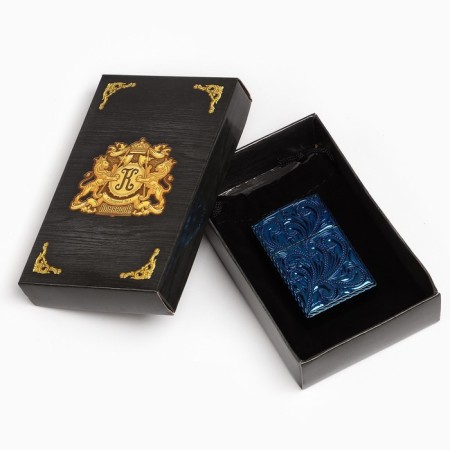 Gas lighter "Patterns", 3.5 x 5.5 x1.2 cm, blue-3