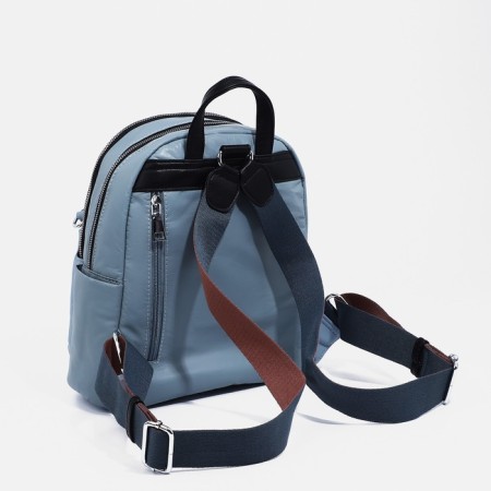 Women's backpack made of artificial leather, cosmetic bag, OTARA, Blue/Brown color-5